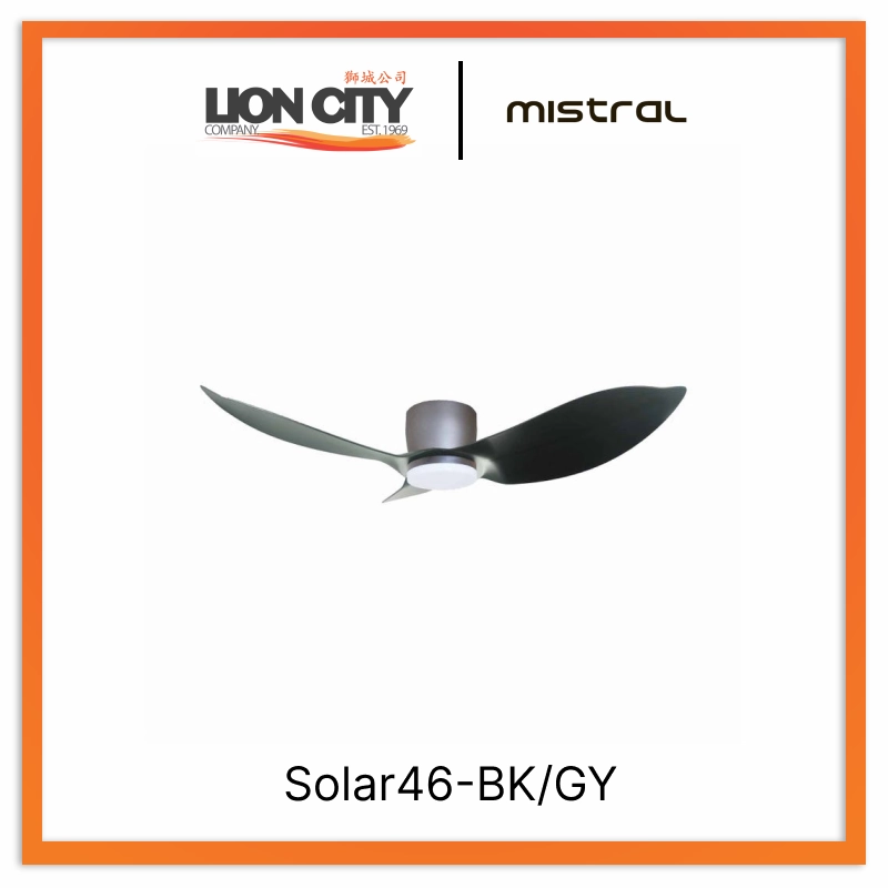 MISTRAL Solar46-BK/GY Ceiling Fan-46" Huggger 24W LED standard all-purpose electric cooling fans