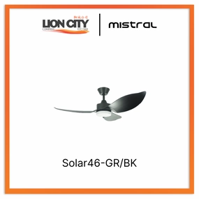 Mistral Solar46-GR/BK Ceiling Fan-46", Huggger, 24W LED Grey/Black standard all-purpose electric cooling fans