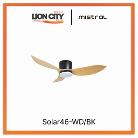 MISTRAL Solar46-WD/BK Ceiling Fan-46" Huggger 24W LED standard all-purpose electric cooling fans