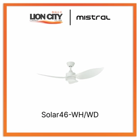 Mistral Solar46-WH/WD Ceiling Fan-46", Huggger, 24W LED White standard all-purpose electric cooling fans