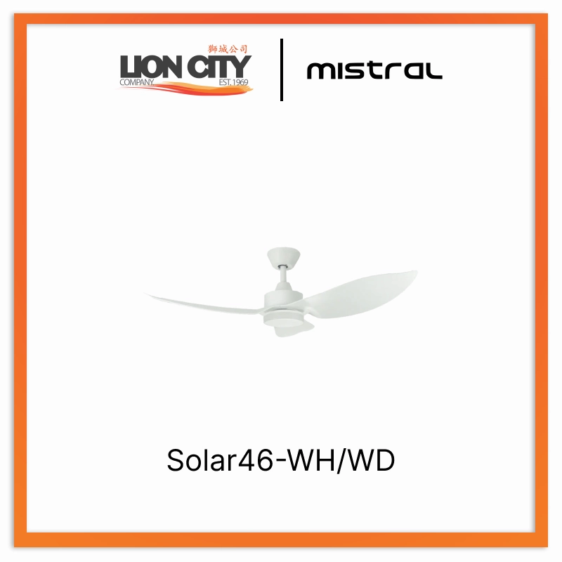 Mistral Solar46-WH/WD Ceiling Fan-46", Huggger, 24W LED White standard all-purpose electric cooling fans