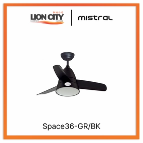 Mistral Space36-GR/BK Ceiling Fan-36", 45W Grey/Black standard all-purpose electric cooling fans