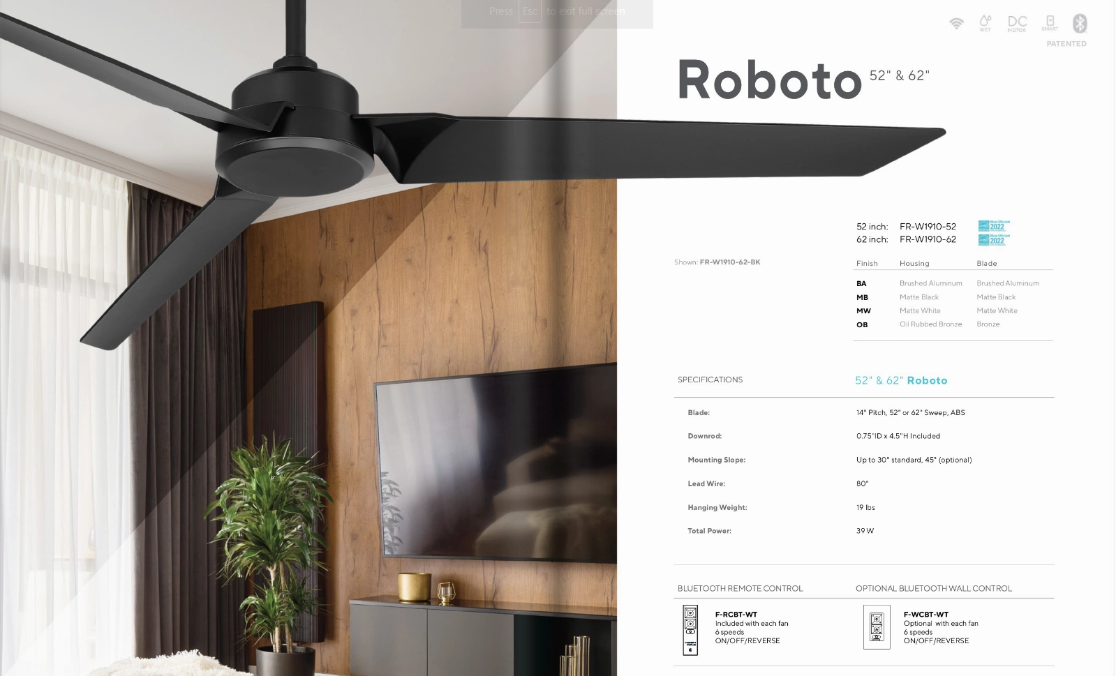 Mondern Forms Fans Roboto Smart Outdoor DC Ceiling Fan with Remote Control