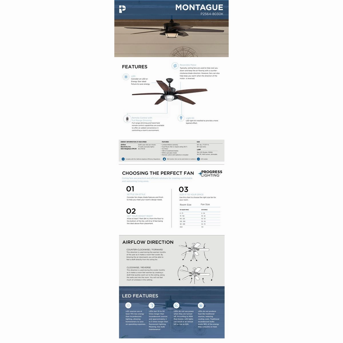 Montague 60" Ceiling Fan Forged Black