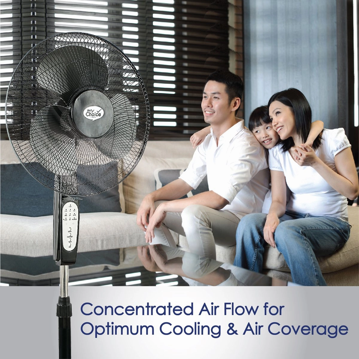 MyChoice 16" Stand Fan  Remote Control, Adjustable Height, Oscillation, Timer, Powerful, Energy-efficient Cooling, 3-Speed, black, MC408R