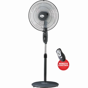 MyChoice 16" Stand Fan  Remote Control, Adjustable Height, Oscillation, Timer, Powerful, Energy-efficient Cooling, 3-Speed, black, MC408R standing and wall fan combo for airflow control
