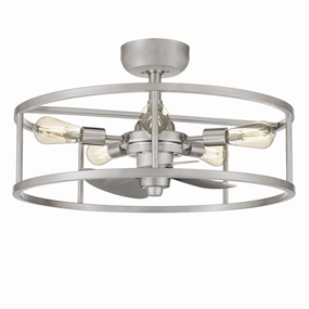 New Harbor Five Light Fandelier Brushed Nickel sleek design electric fans for modern homes