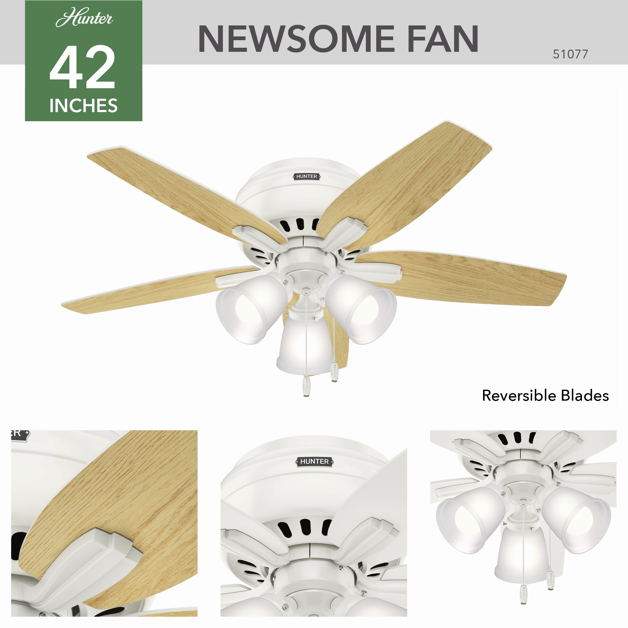 Newsome 42"Ceiling Fan Fresh White