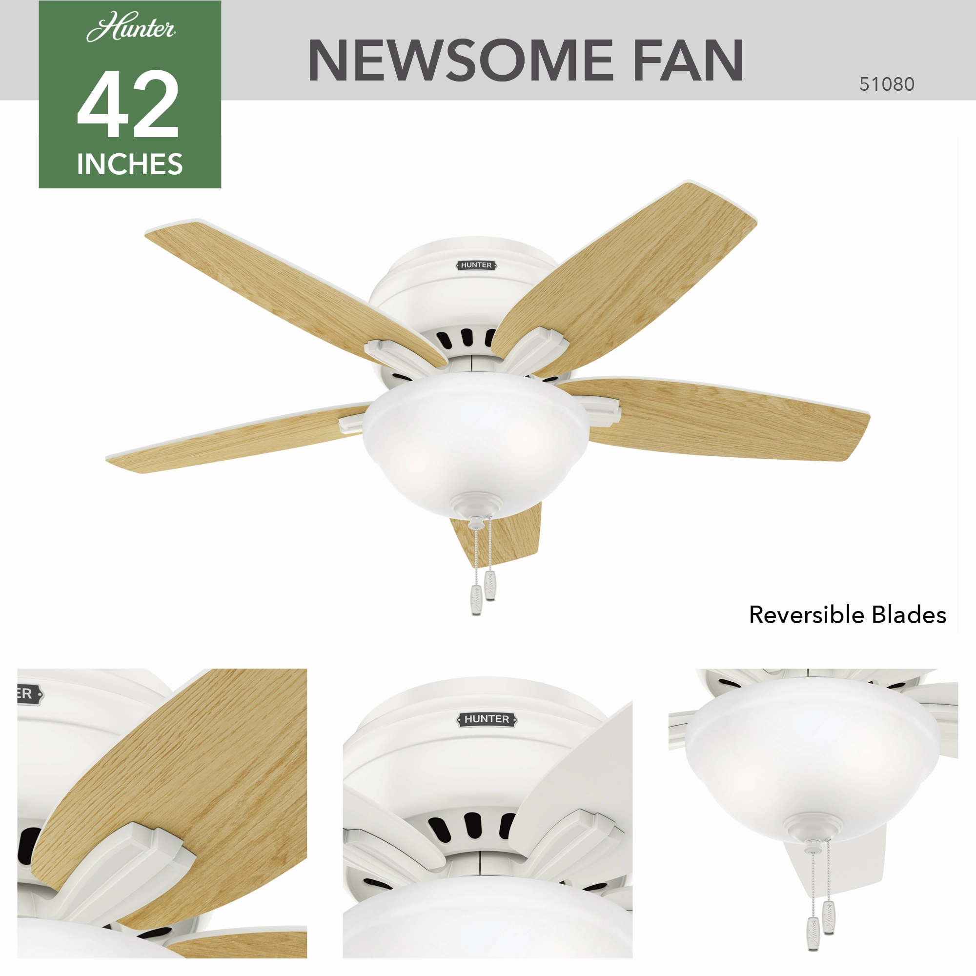 Newsome 42"Ceiling Fan Fresh White