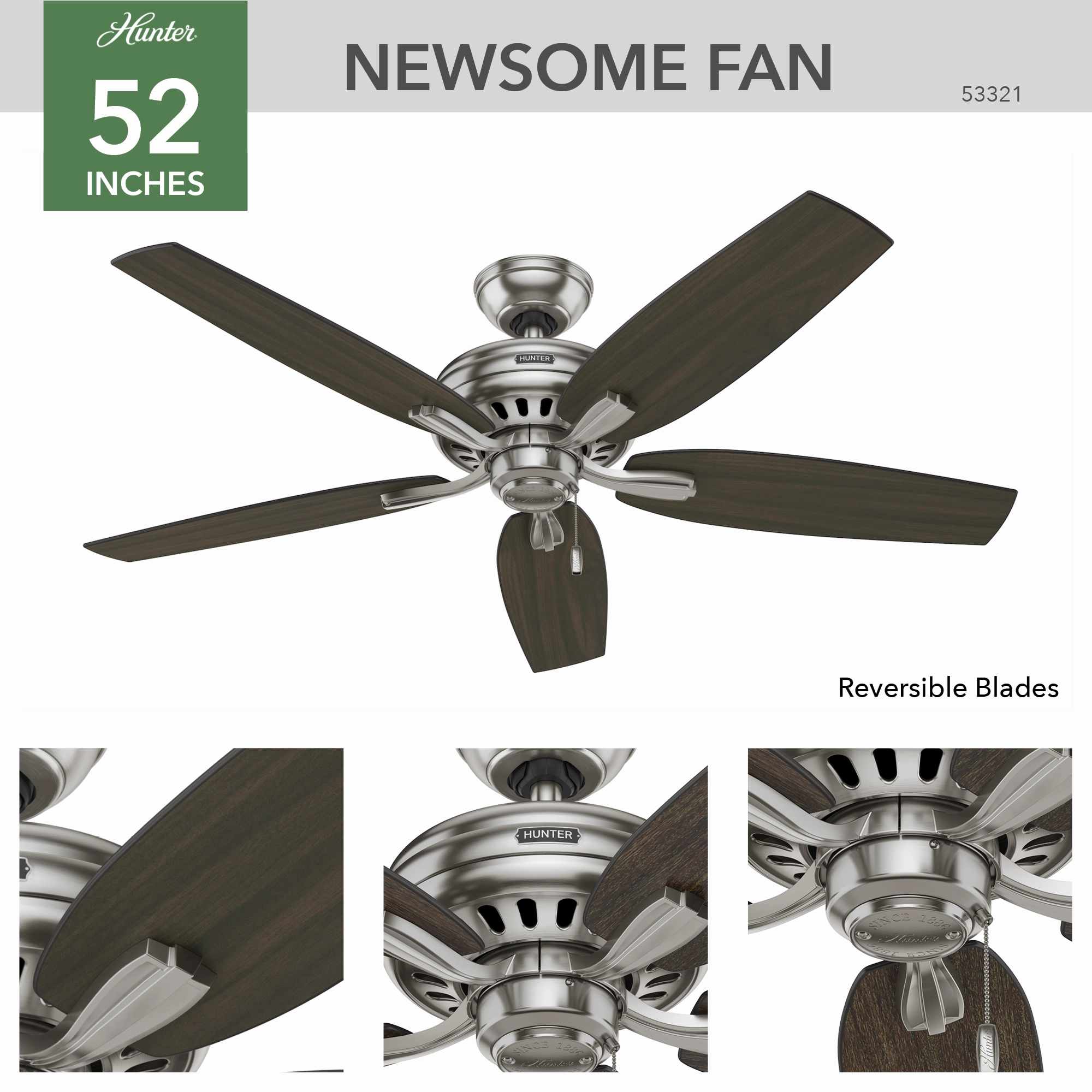 Newsome 52"Ceiling Fan Brushed Nickel