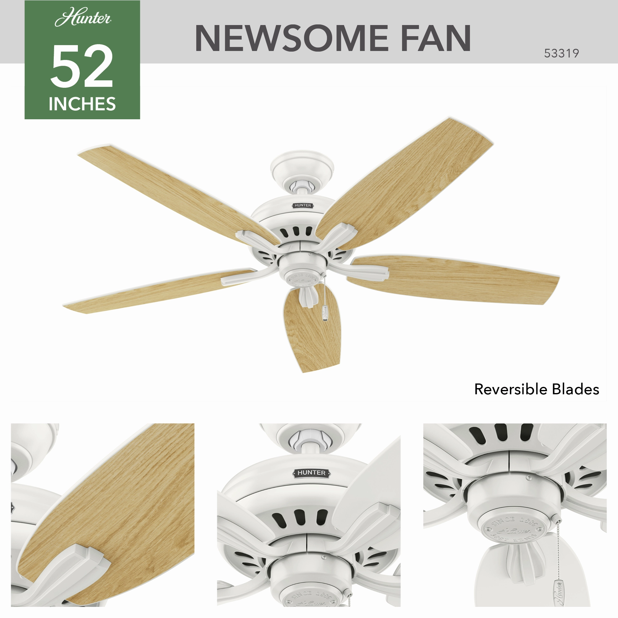 Newsome 52"Ceiling Fan Fresh White