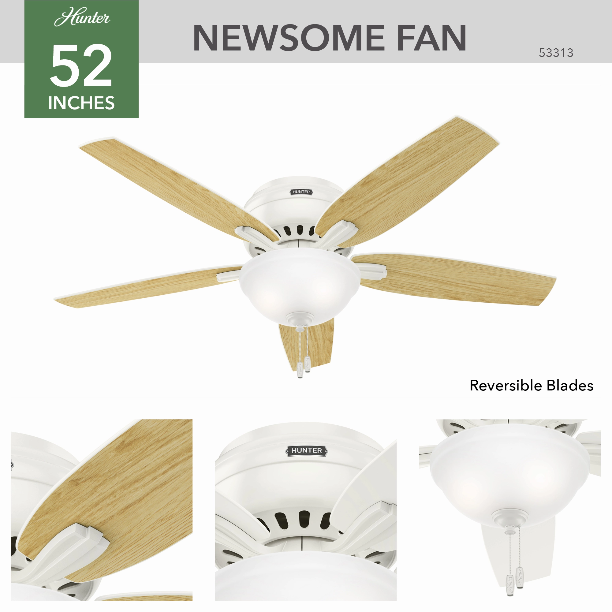 Newsome 52"Ceiling Fan Fresh White