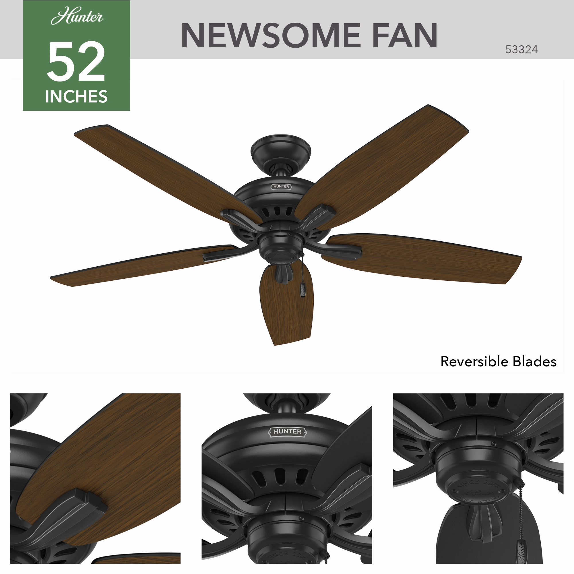 Newsome 52"Ceiling Fan Matte Black