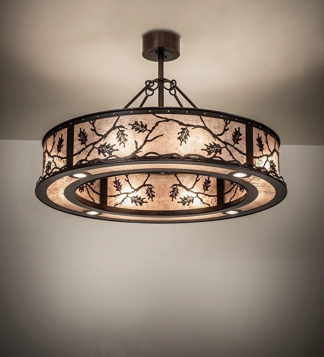 Oak Leaf 12 Light Pendant Copper Vein