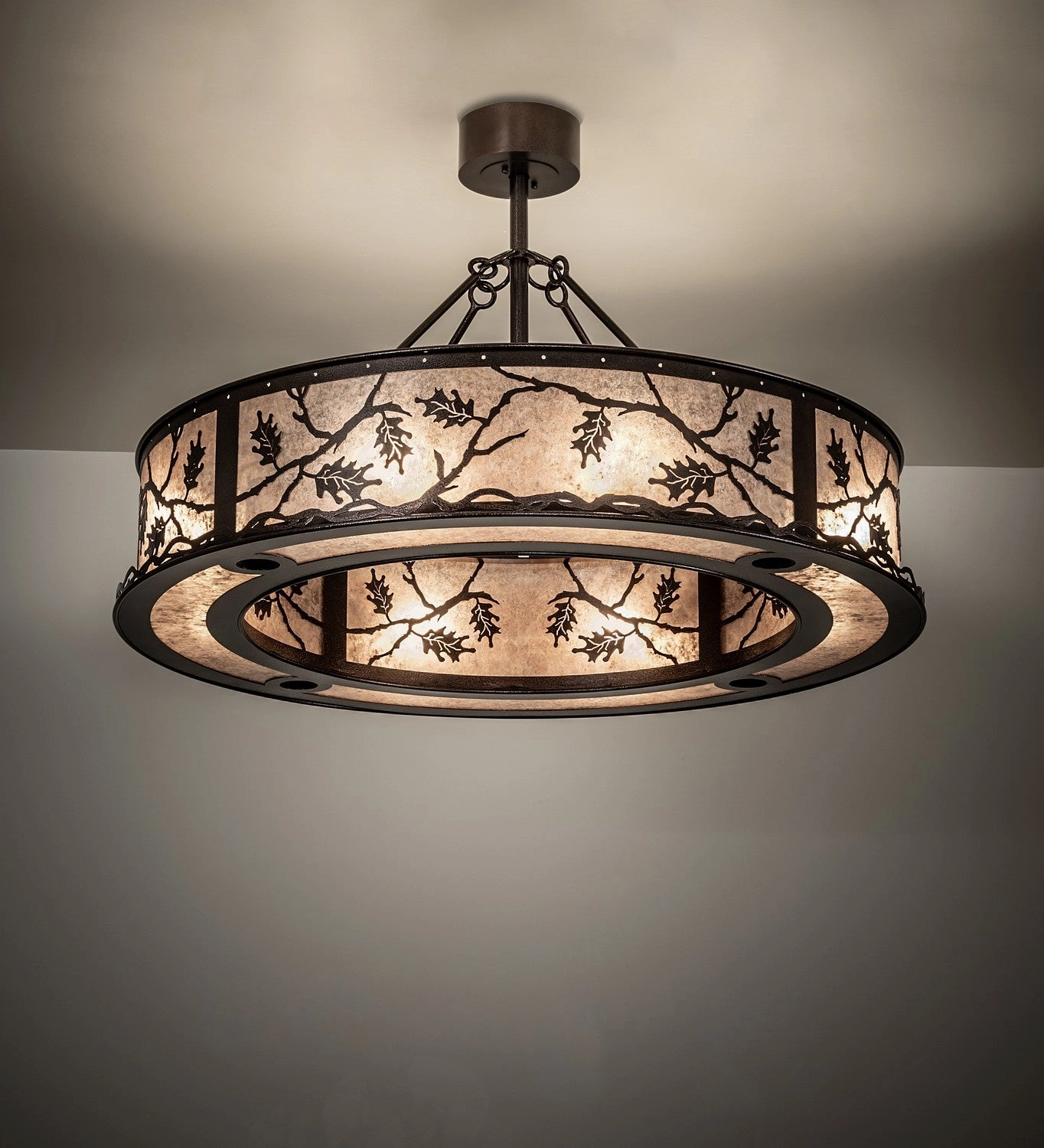 Oak Leaf 12 Light Pendant Copper Vein