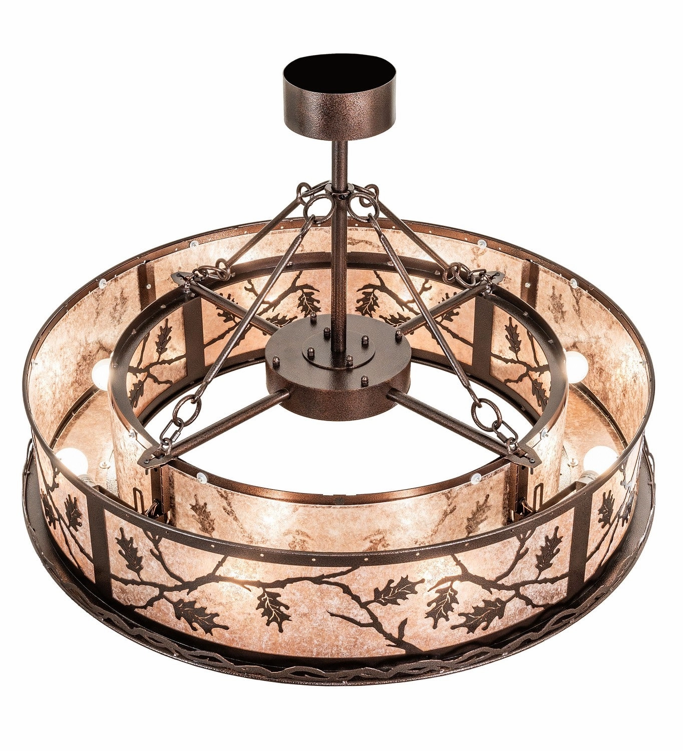 Oak Leaf 12 Light Pendant Copper Vein