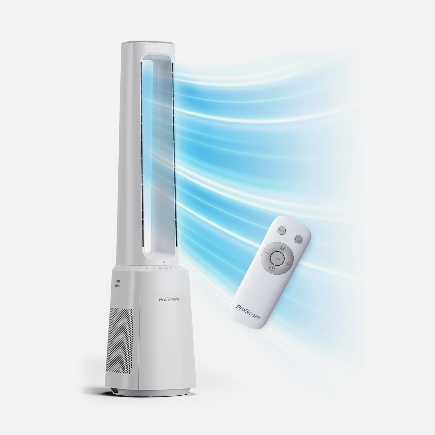 OmniAir 41" Premium Bladeless Tower Fan and Air Purifier with Smart App Control - White