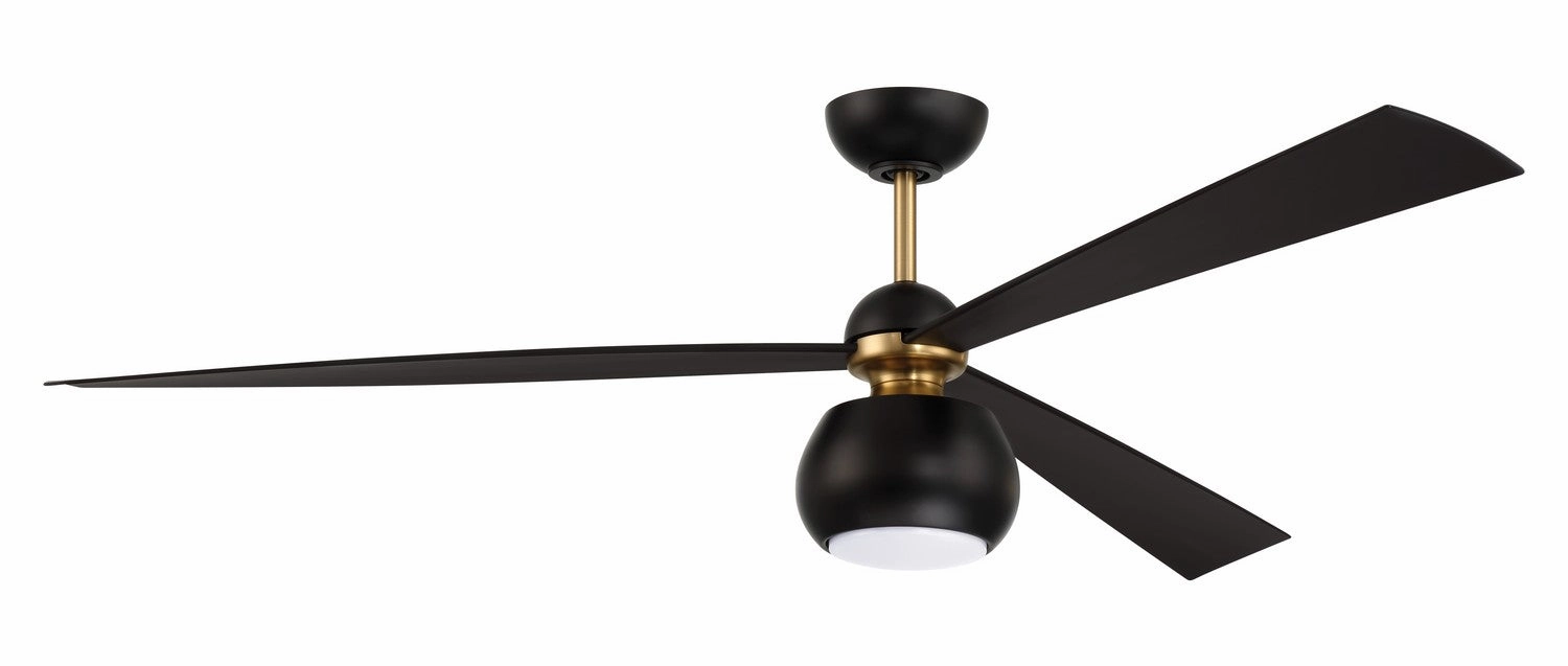 Otto 60"Ceiling Fan Flat Black/Satin Brass medium size fans for home ventilation