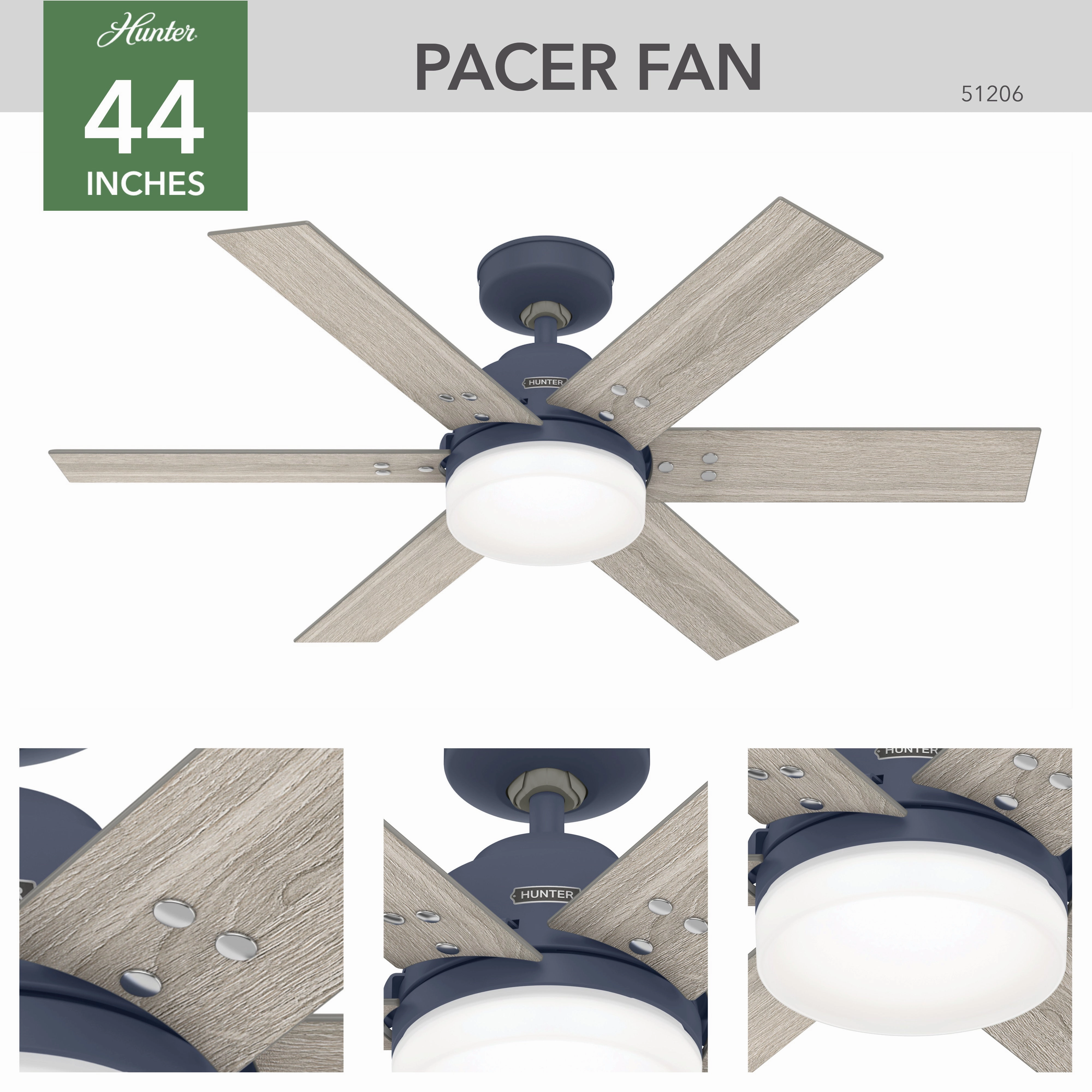Pacer 44"Ceiling Fan Indigo Blue
