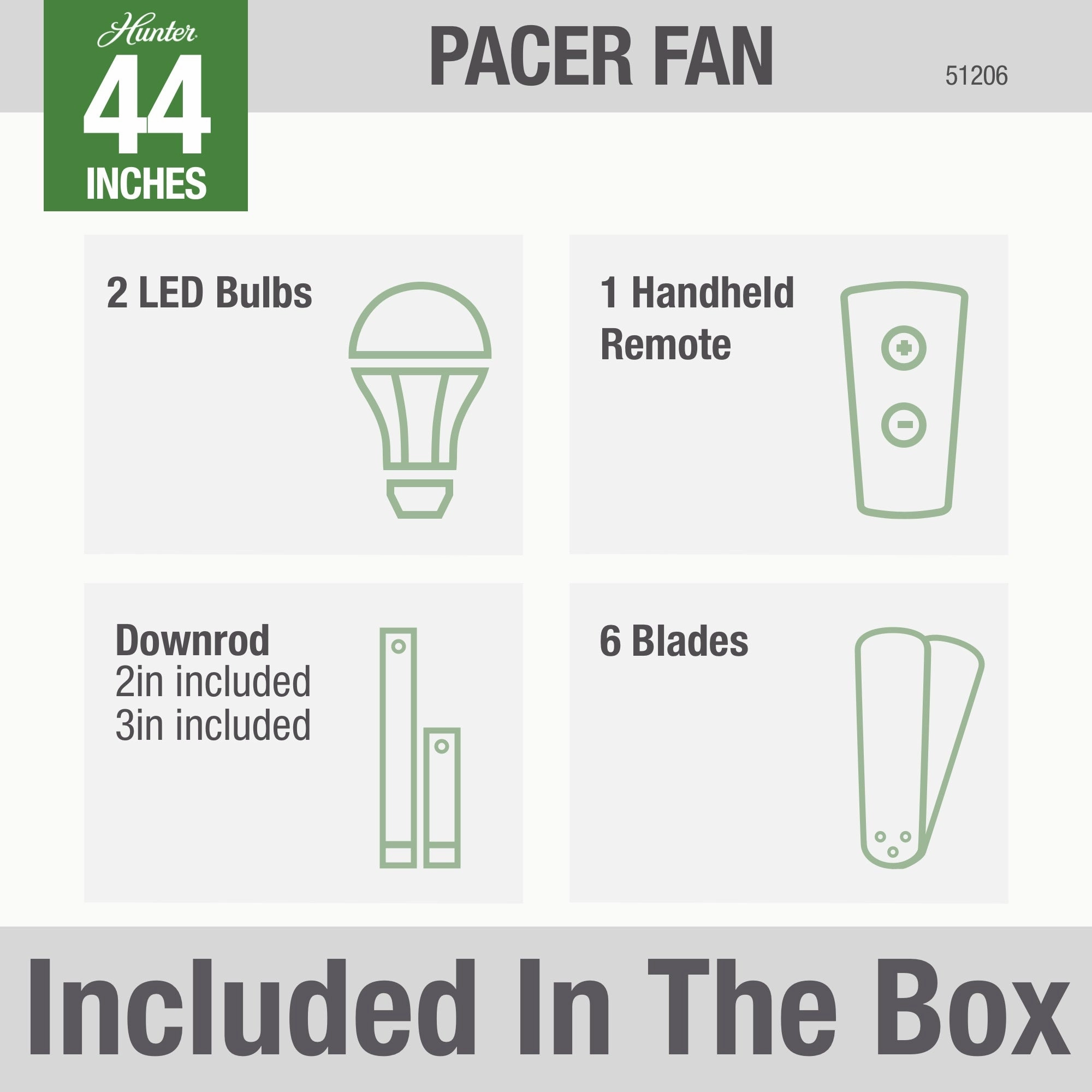Pacer 44"Ceiling Fan Indigo Blue