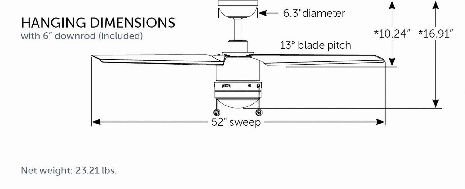 PC/DC L 52"Ceiling Fan Matte White
