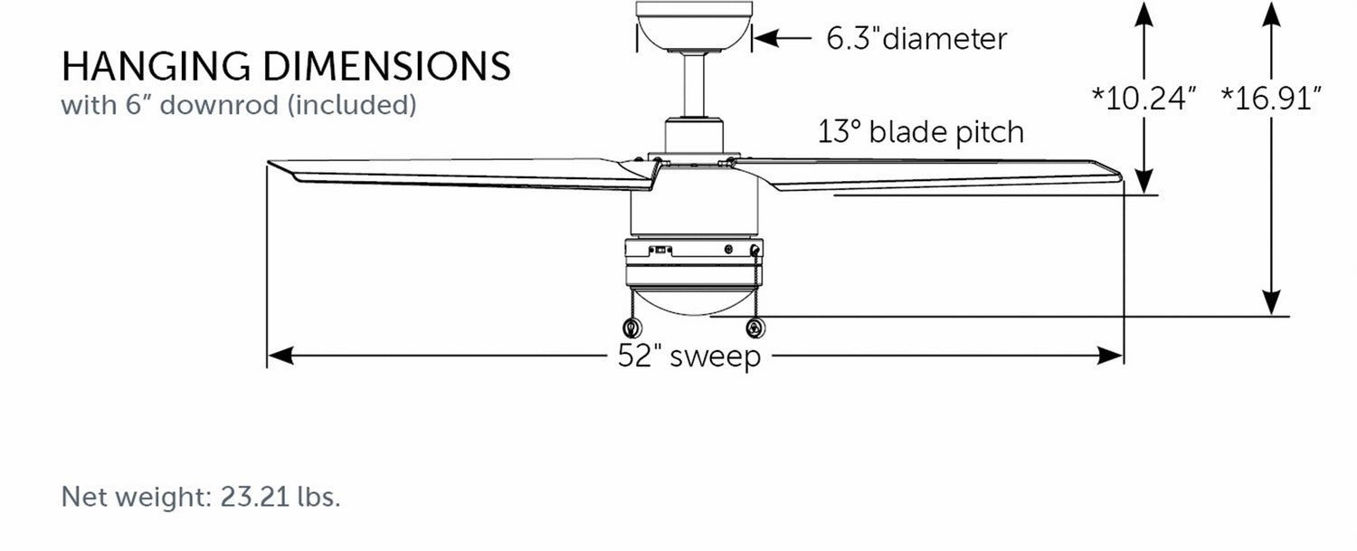 PC/DC L 52"Ceiling Fan Silver