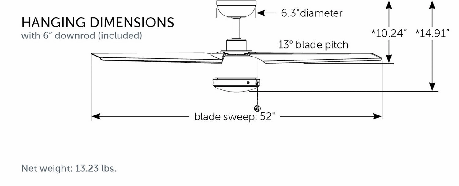 PC/DC NL 52"Ceiling Fan Matte White