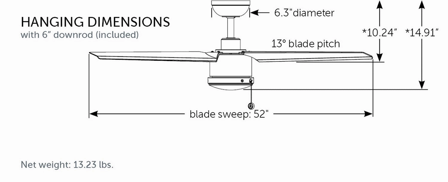 PC/DC NL 52"Ceiling Fan Silver
