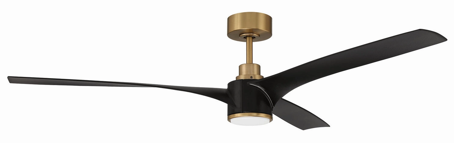 Phoebe 60"Ceiling Fan Flat Black/Satin Brass home cooling fans in medium size