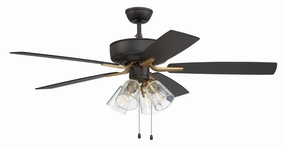 Pro Plus 104 52"Ceiling Fan Flat Black/Satin Brass medium electric fans for multi-room use
