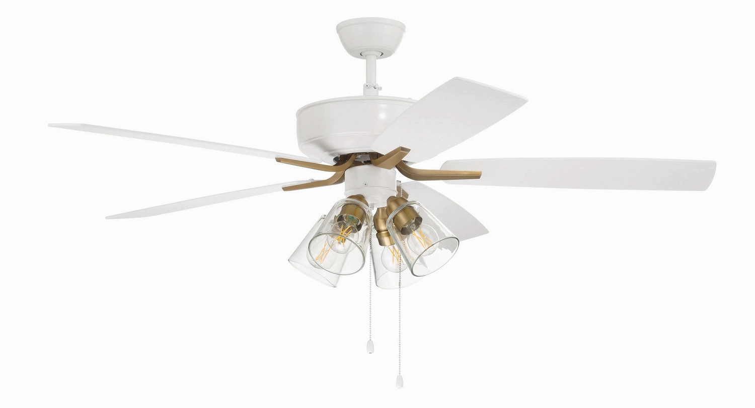 Pro Plus 104 52"Ceiling Fan White/Satin Brass modern medium fans for everyday cooling