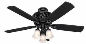 Promenade 54"Ceiling Fan Gloss Black medium electric fans for multi-room use