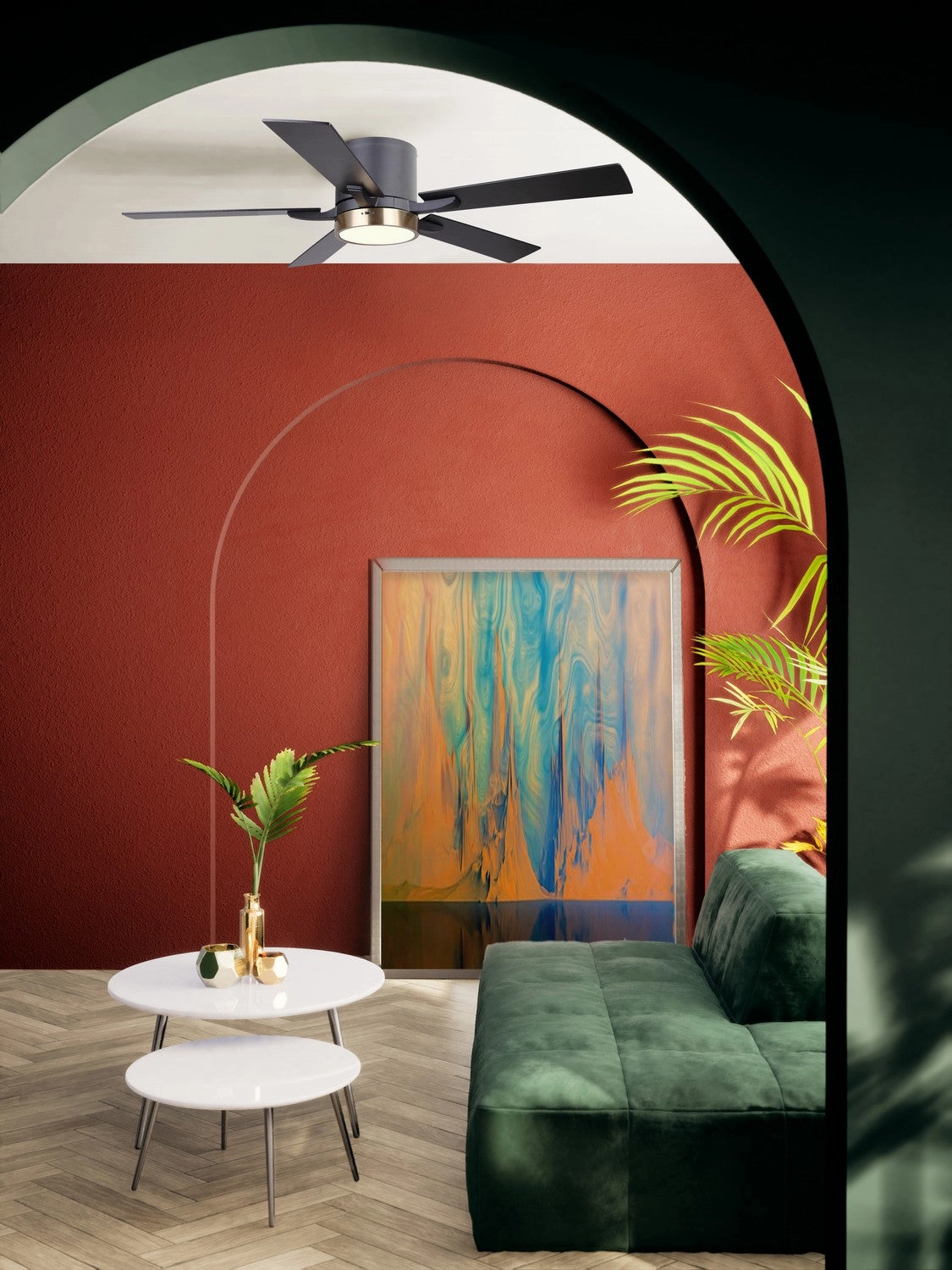 Quinn 52"Ceiling Fan Matte Black And Gold