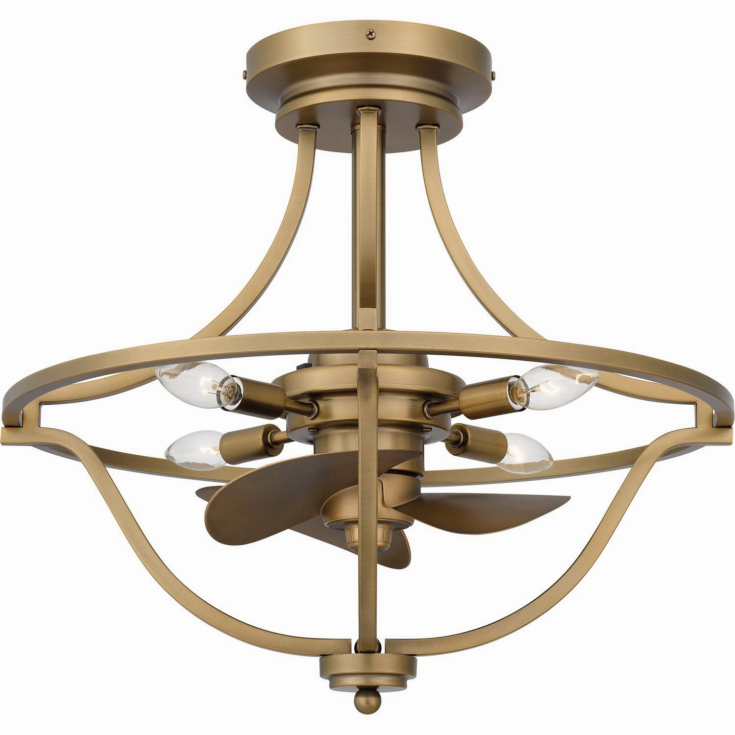 Quoizel Fandelier Four Light Fandelier Weathered Brass