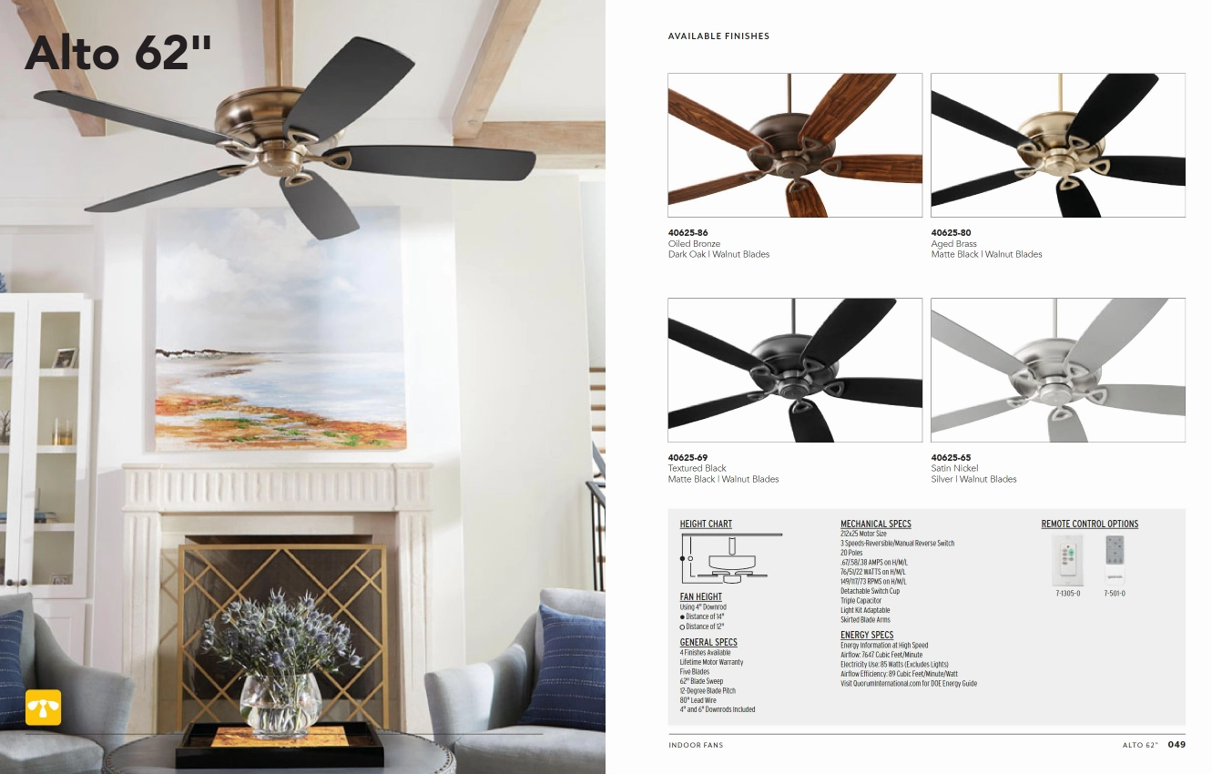 Quorum 62" Alto Indoor Pull Chain Ceiling Fan