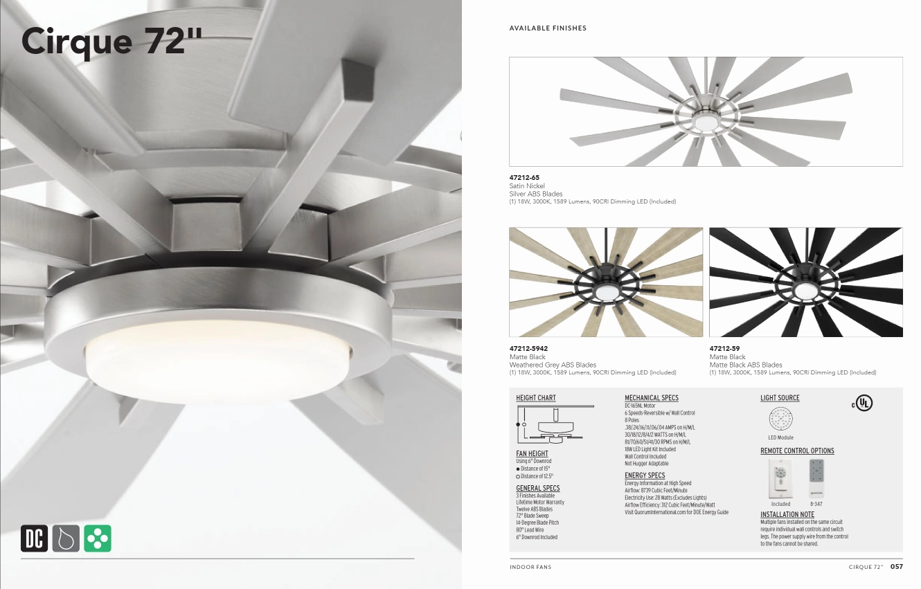 Quorum Cirque Indoor/Outdoor DC 18W LED Patio Fan with Wall Control