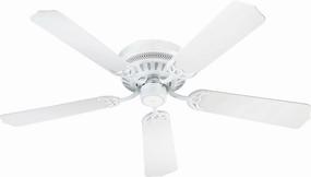 Quorum Custom Hugger 42" Pull Chain Ceiling Fan in Gloss White Energy-efficient ceiling fan with remote