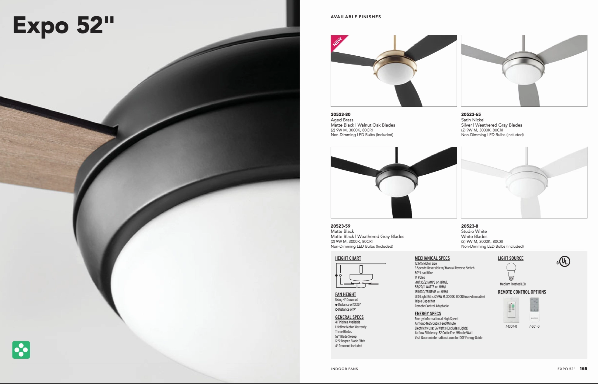 Quorum Expo Pull Chain Ceiling Fan with 18W LED