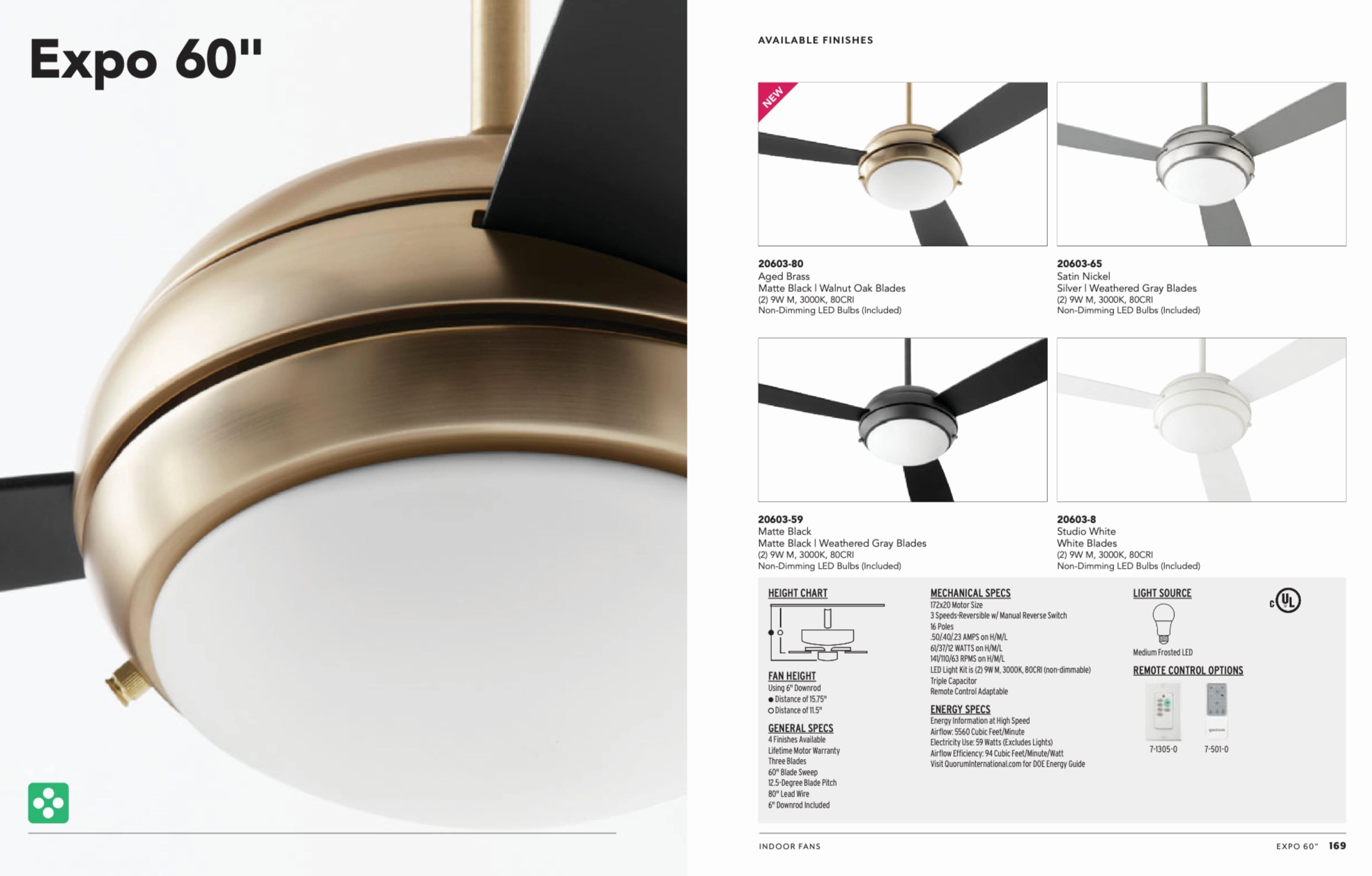Quorum Expo Pull Chain Ceiling Fan with 18W LED