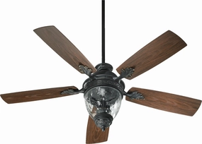 Quorum Georgia 52"Outdoor LED Patio Fan in Old World outdoor fans store with multiple collections