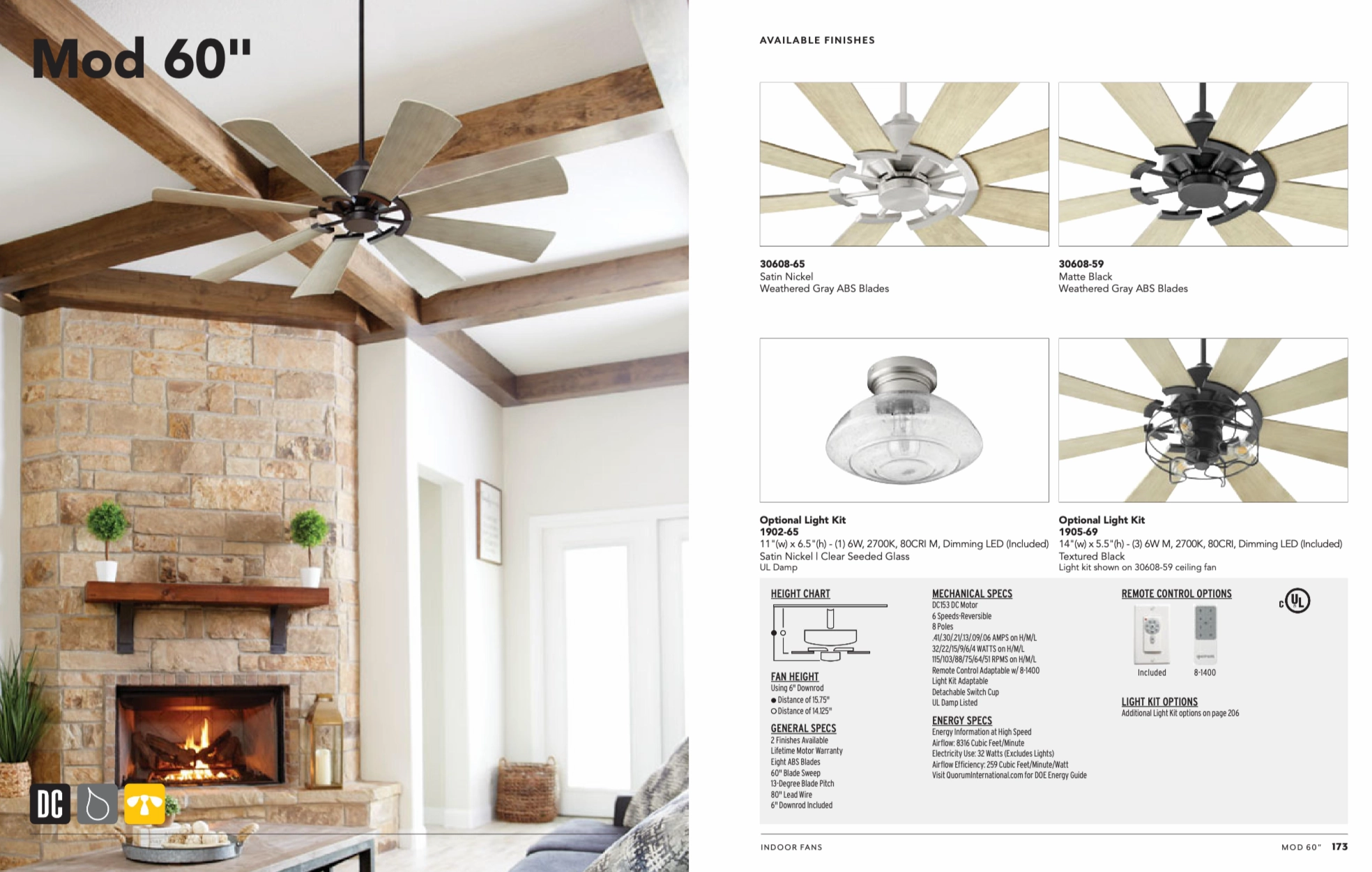 Quorum Mod Indoor/Outdoor DC Patio Fan with Wall Control