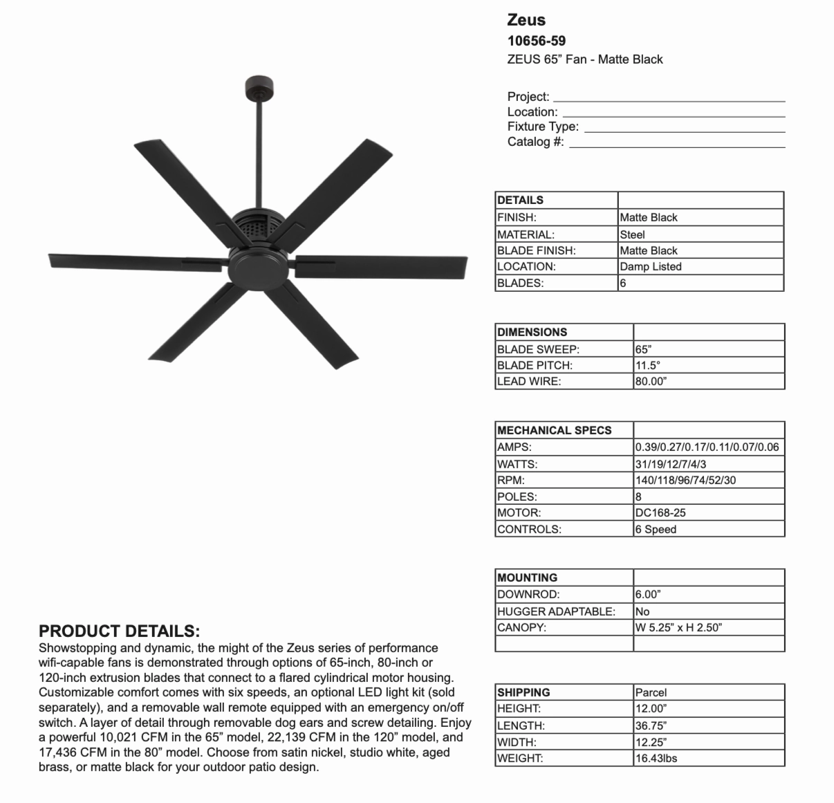 Quorum Zeus Smart Indoor/Outdoor LED Patio Fan