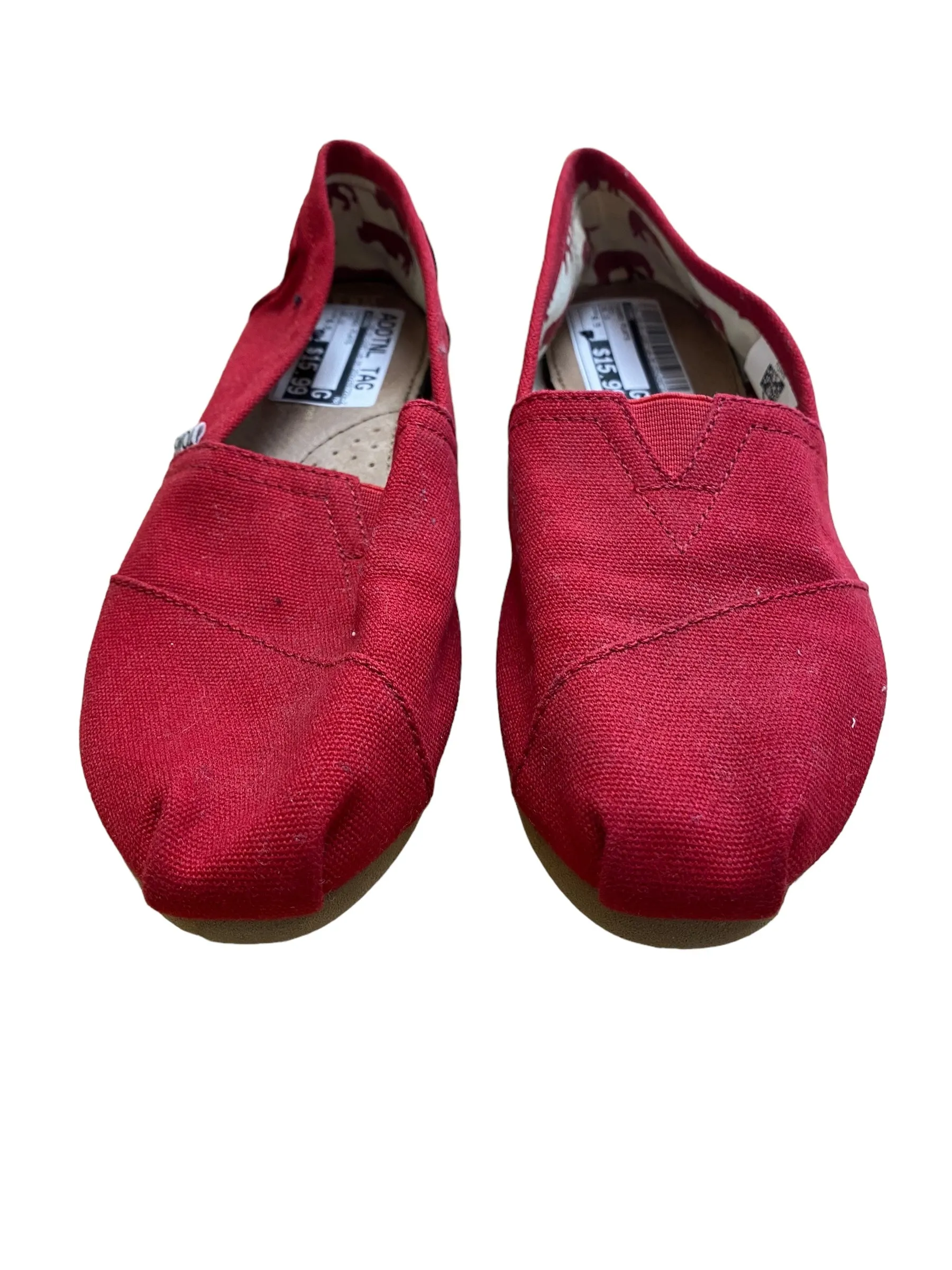 Red Shoes Flats Toms, Size 6.5 toms