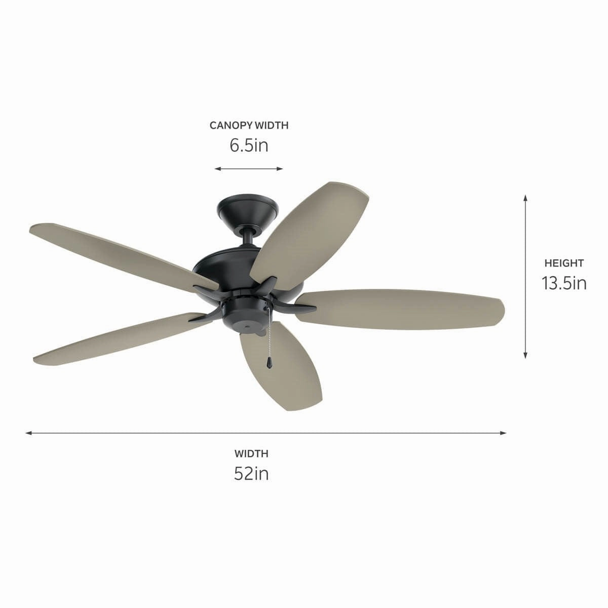 Renew Patio 52"Ceiling Fan Satin Black