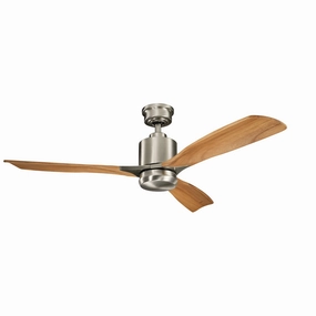 Ridley II 52"Ceiling Fan Brushed Stainless Steel energy-efficient medium fans with remote