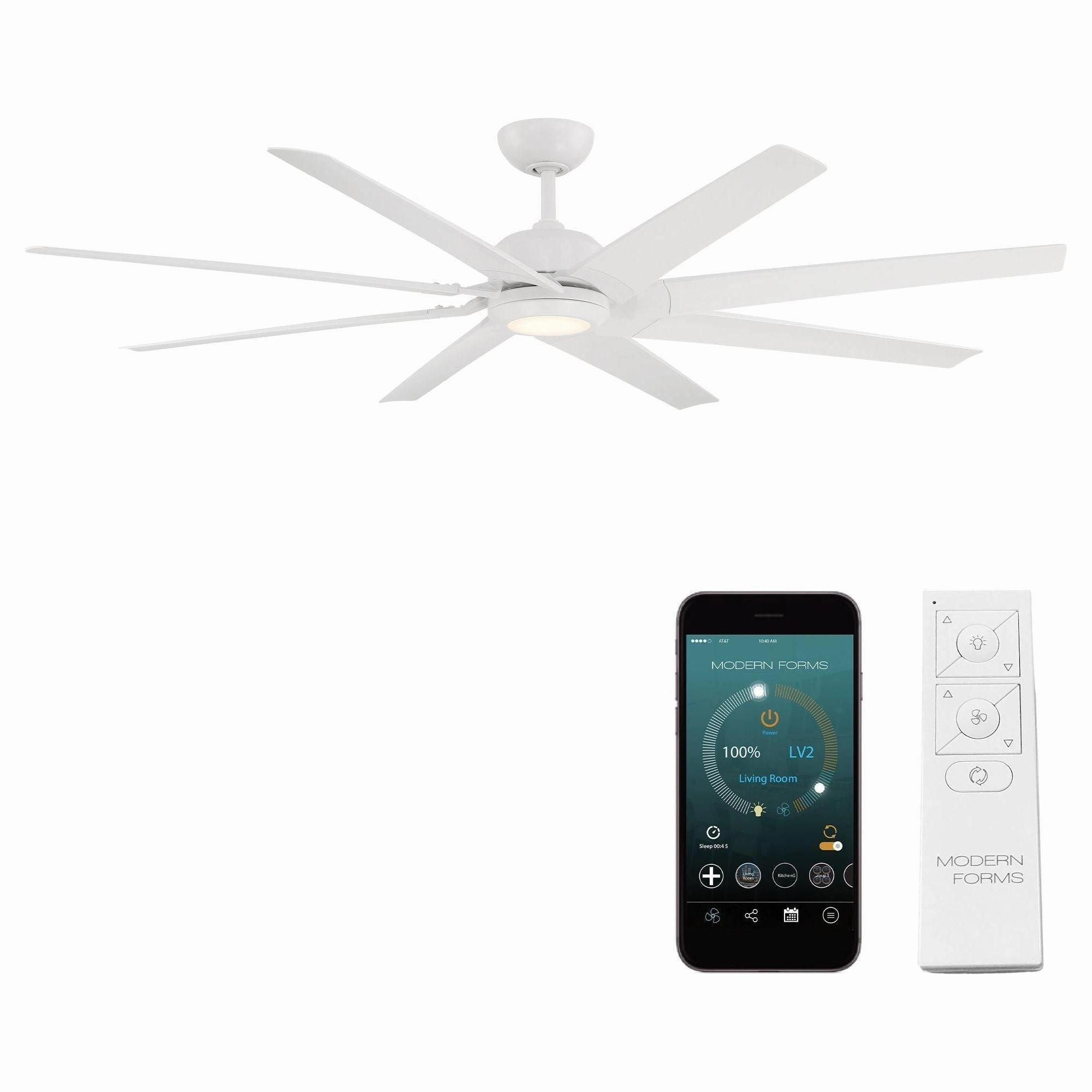 Roboto XL Indoor/Outdoor 8-Blade 70" Smart Ceiling Fan with LED Light Kit and Remote Control