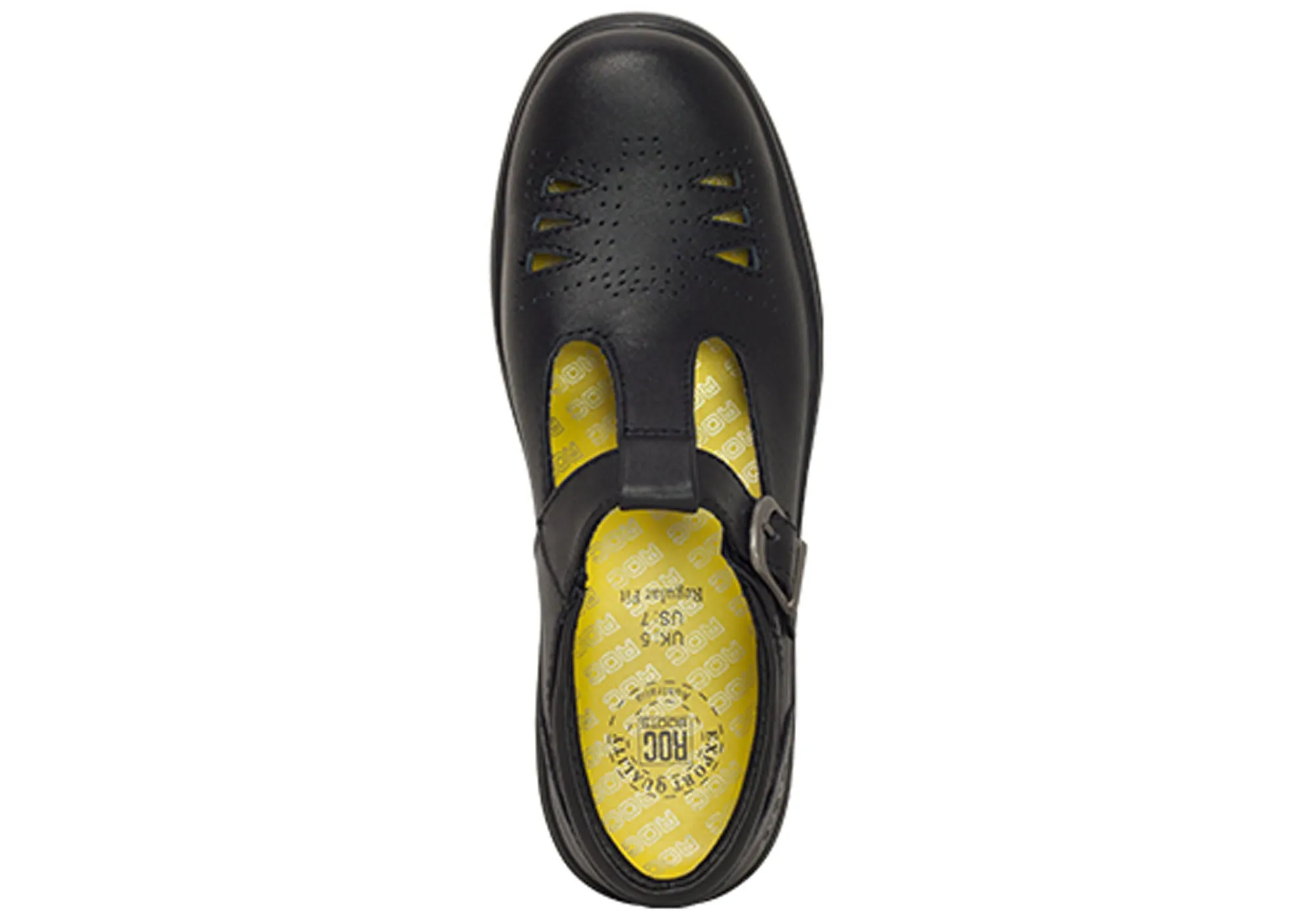 ROC Lattice Junior Girls/Kids Black T Bar Leather School Shoes Roc Shoes