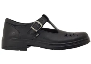 ROC Lattice Junior Girls/Kids Black T Bar Leather School Shoes Roc Shoes
