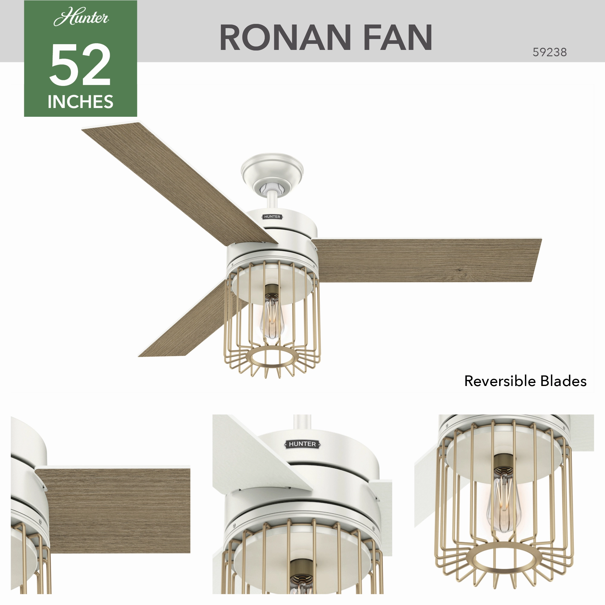 Ronan 52"Ceiling Fan Fresh White