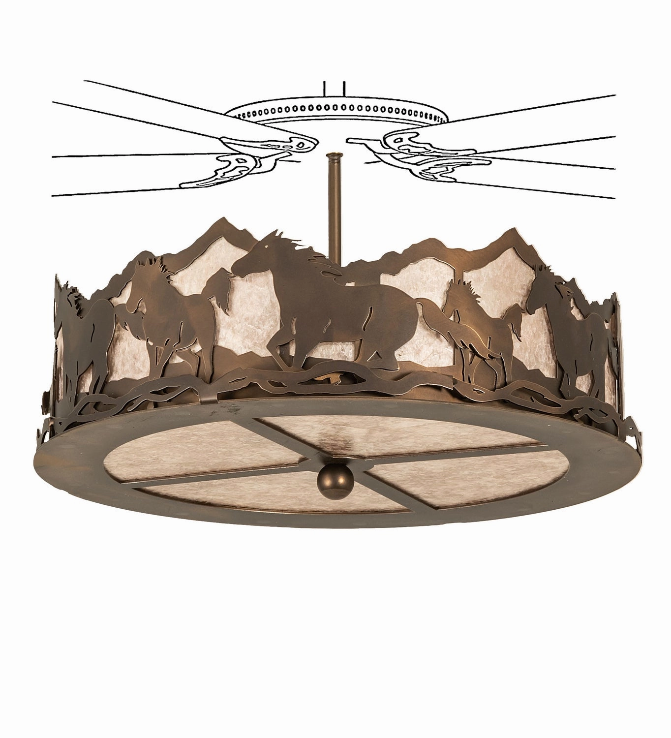 Running Horses LED Fan Light